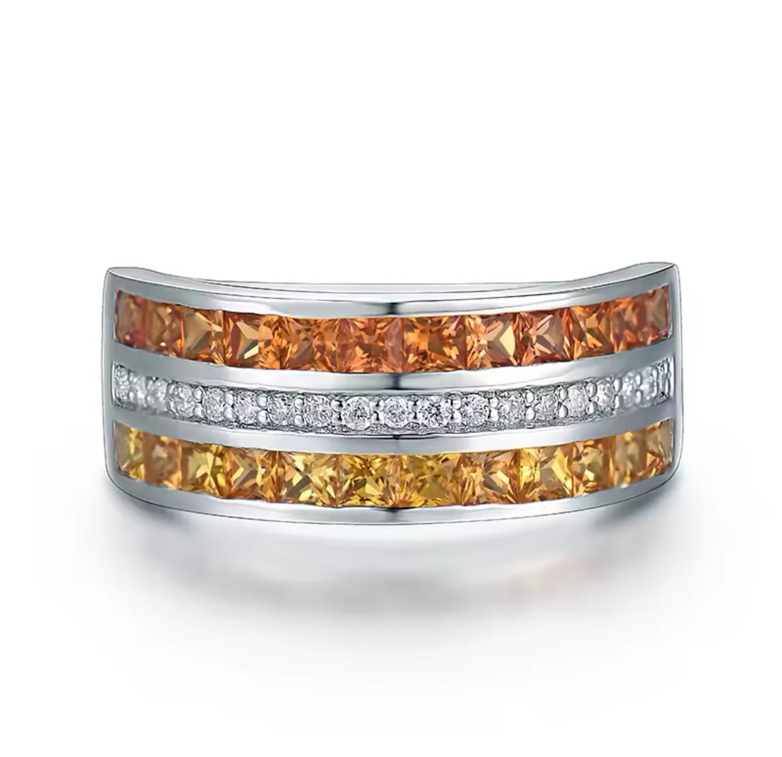 14Kt White Gold 1.66 ct Sapphire Ring with Natural Diamonds (Unisex)