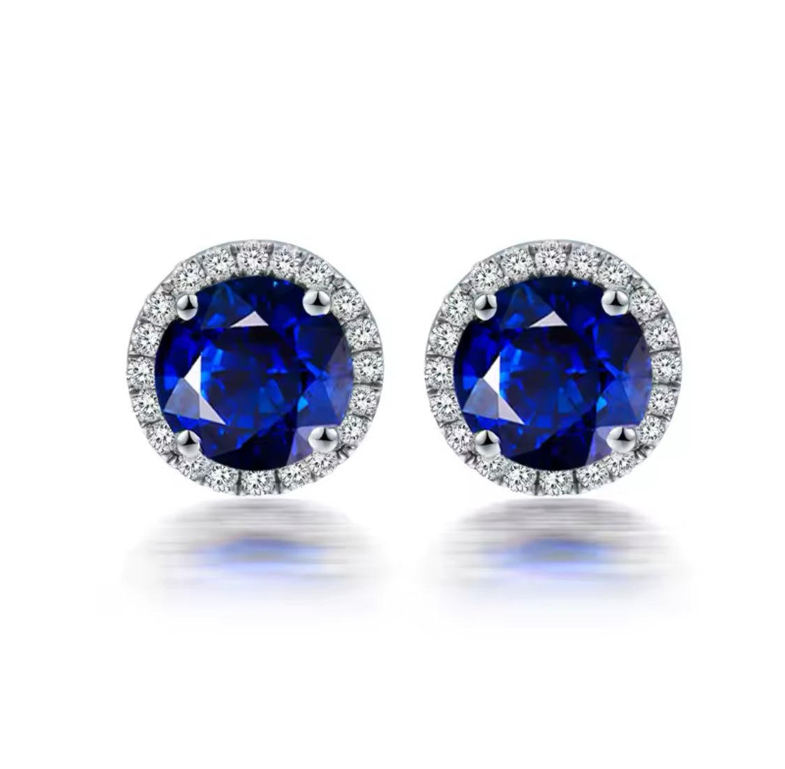 18K White Gold 1.50 ct Sapphire Earrings with Diamond