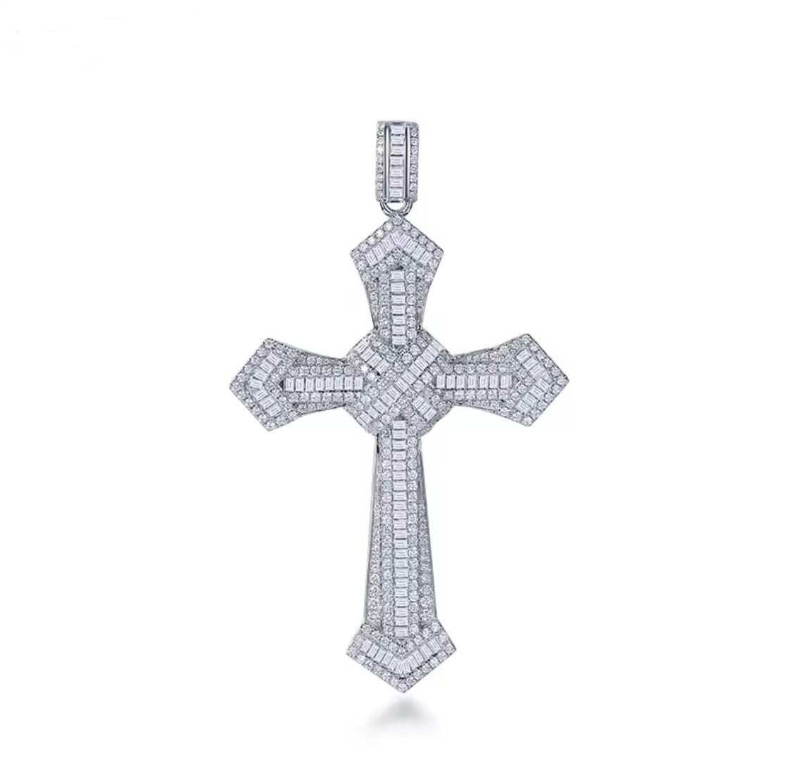 18K White Gold Diamond Cross Unisex Pendant 4.83ct – Luxury Fine Jewelry