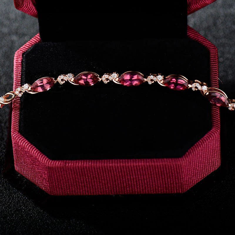 18Kt Rose Gold 3.05ct Pink Tourmaline Bracelet with Diamonds