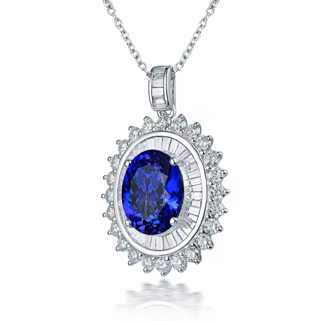 18Kt White Gold Diamonds 4.39 ct Tanzanite Pendants