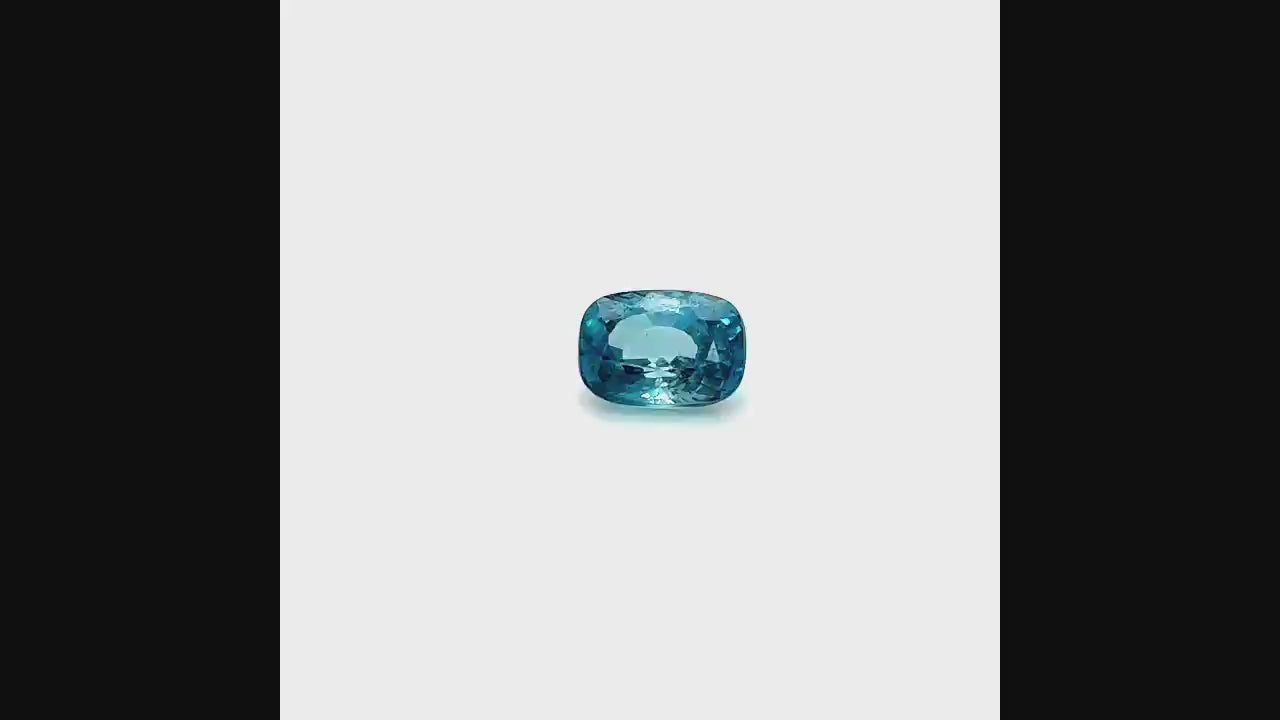 7.38 ct natural blue zircon in cushion cut, vivid color, untreated, VVS clarity