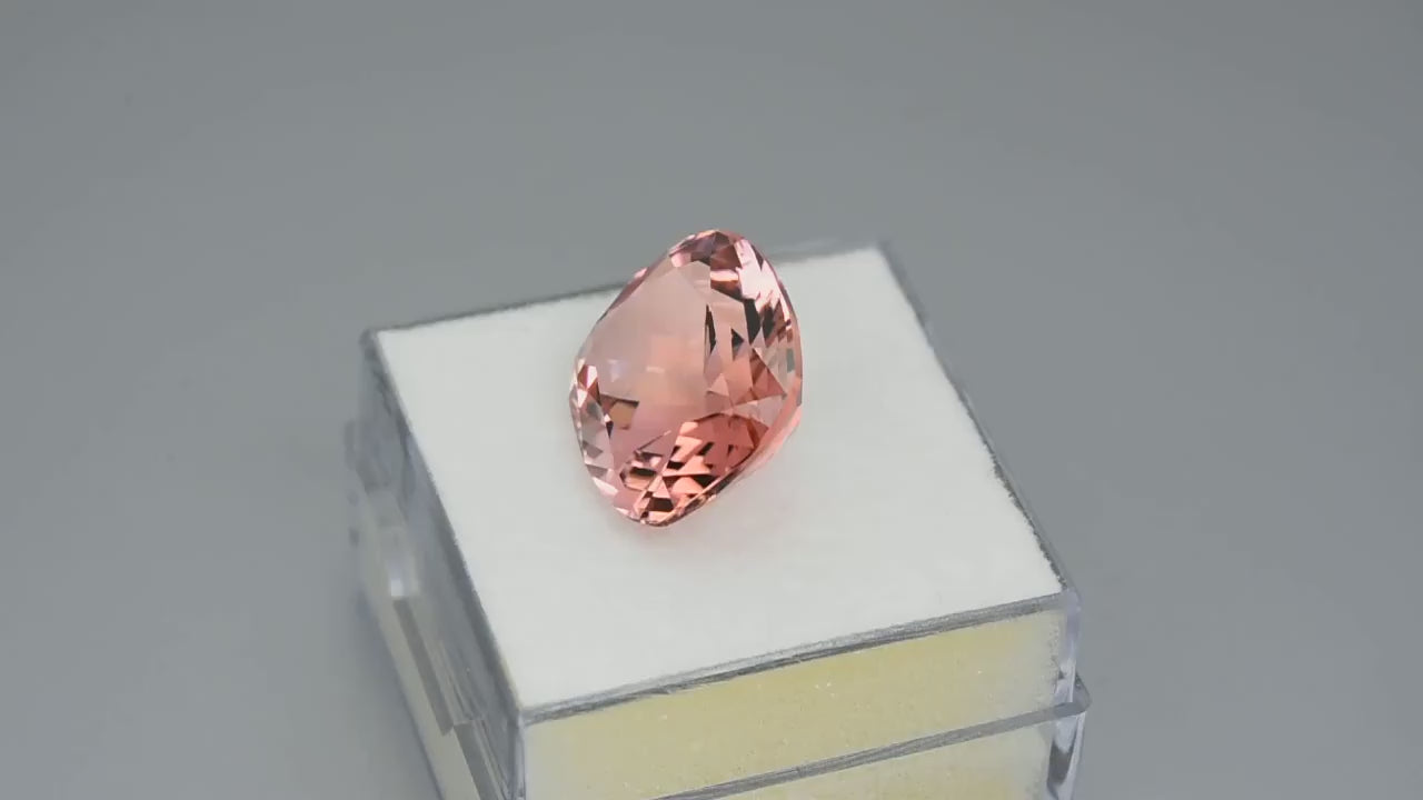 Natural rose-pink tourmaline, 9.08 carats, cushion cut, untreated, from Rwanda