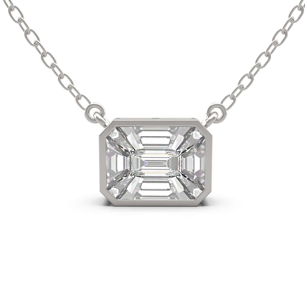 Bezel - Set Illusion Diamond Necklace 0.40 ct – 18K White - Gold with chain