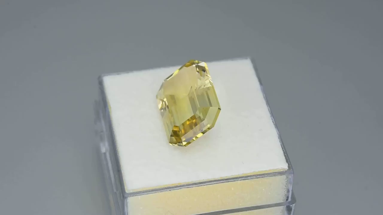 Natural yellowish-green tourmaline, 7.23 carats, emerald cut, untreated, from Namibia