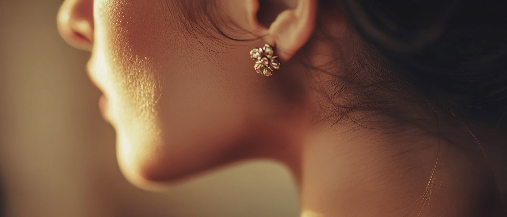 Closeup woman wearing earring