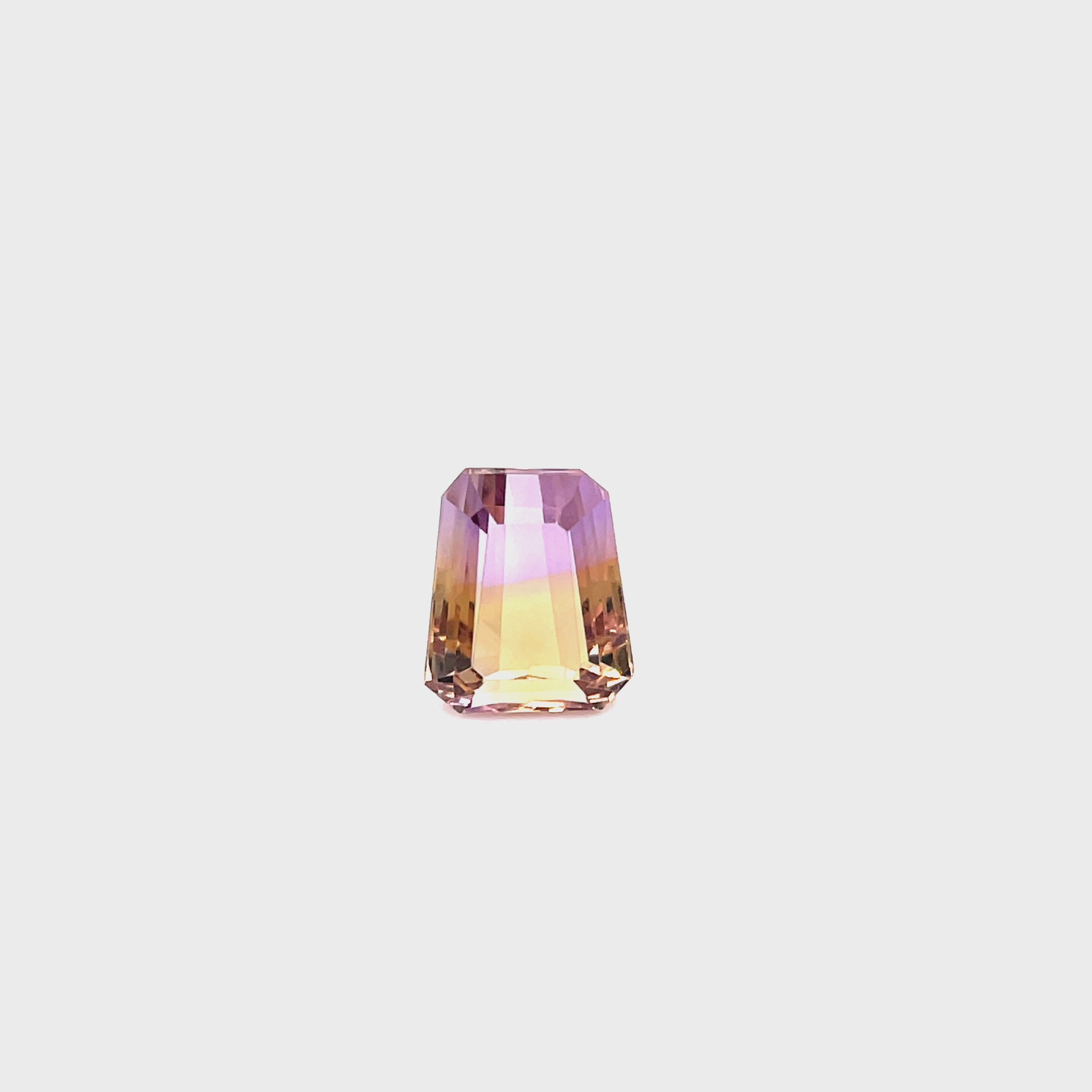 Natural Ametrine 9.04 carats, tapered baguette cut, purple-yellow bi-color gemstone, untreated