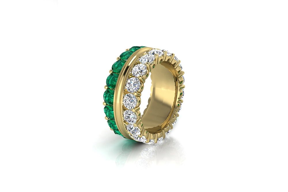 Grandeur Tsavo Ring – 18K Yellow Gold with Tsavorites & Diamonds