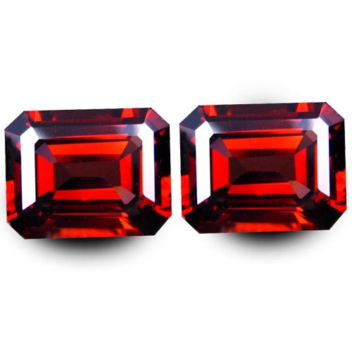 Natural Almandine Garnets 5.70 ct – Emerald Cut Matching Pair, Untreated