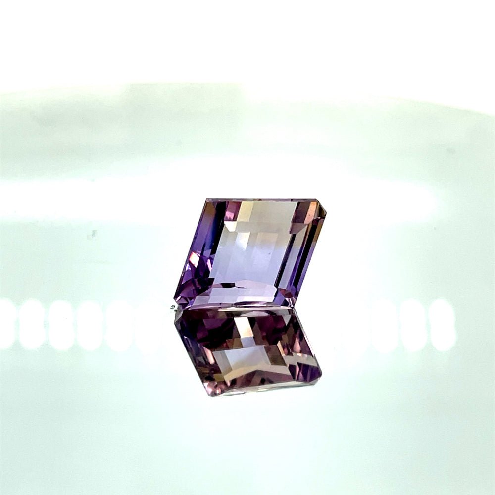 Natural Ametrine 10.81 ct – Bicolor, Lozenge Cut, Light Violet / Orange Yellow, Untreated