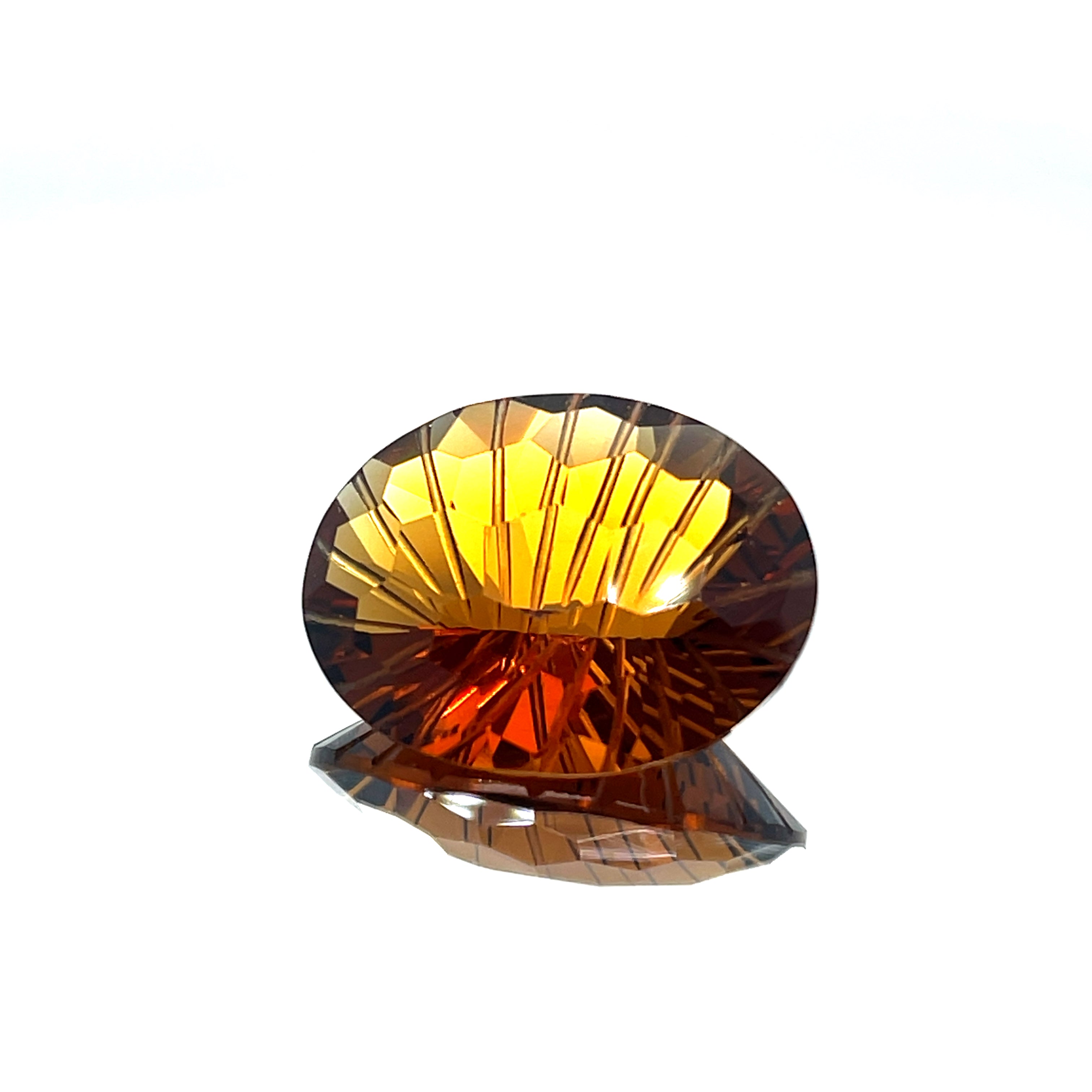 Natural Honey Citrine 19.11 ct – Oval Honeycomb Cut, Untreated