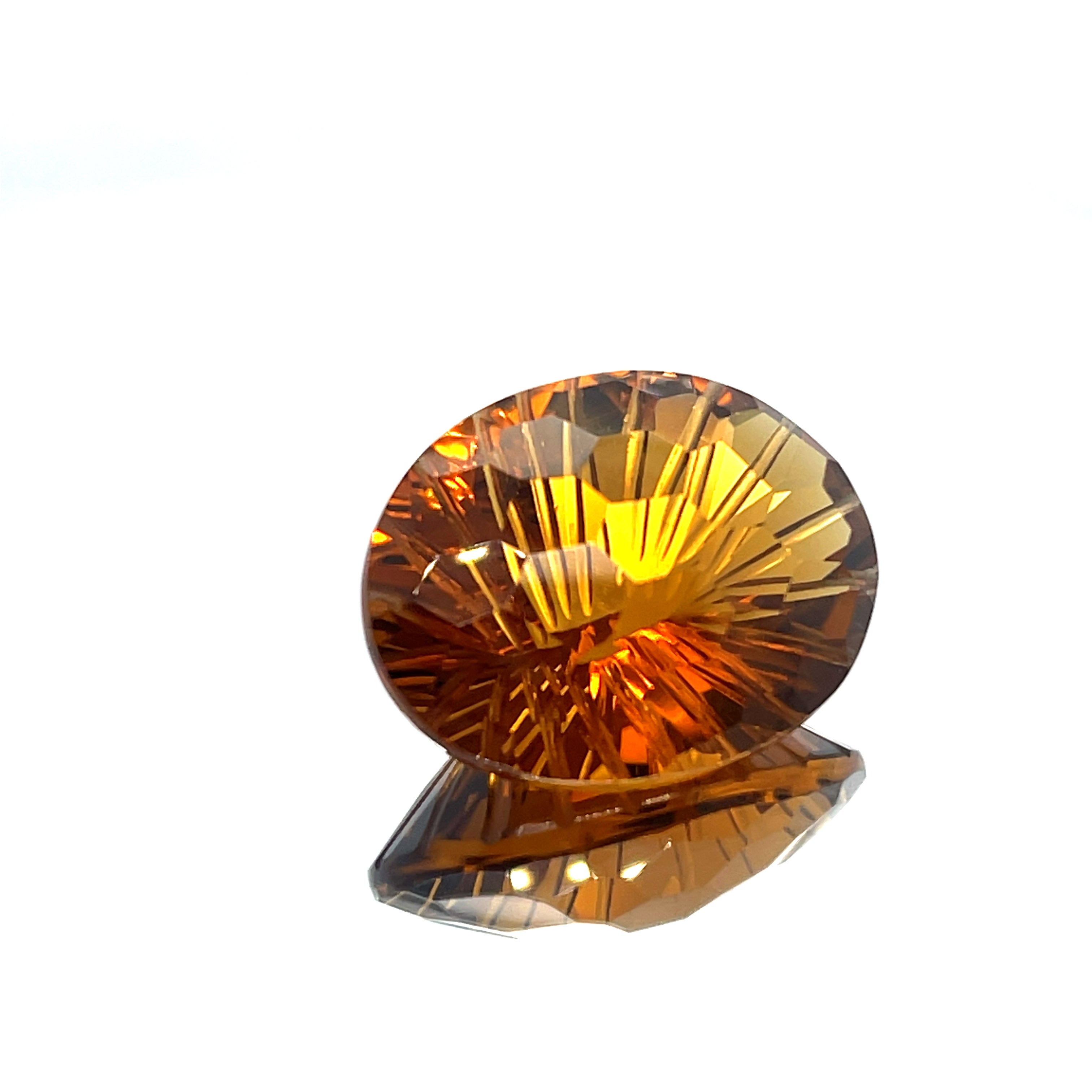 Natural Honey Citrine 25.78 ct – Oval Honeycomb Cut, Untreated