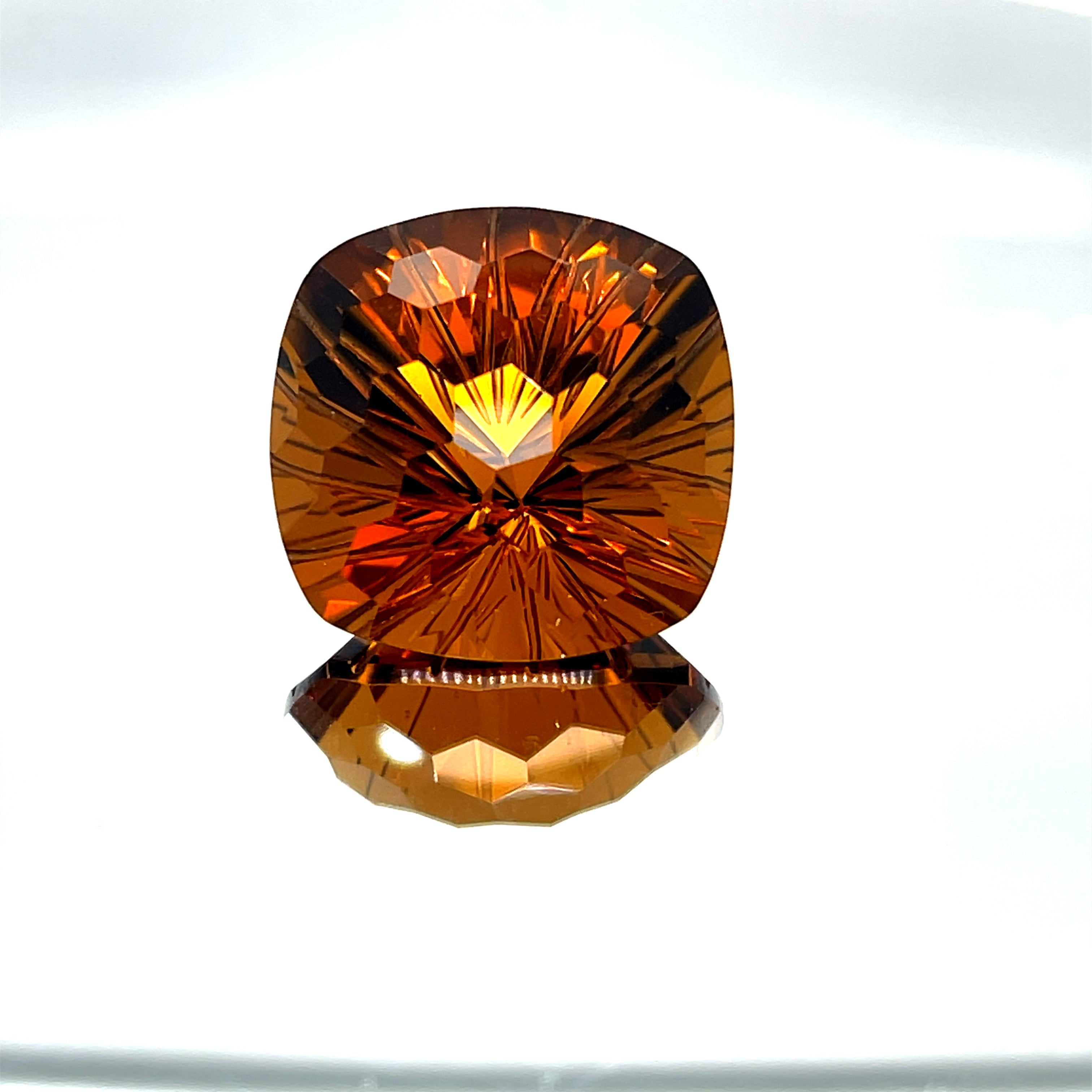 Natural Honey Citrine 26.81 ct – Cushion Honeycomb Cut, Untreated