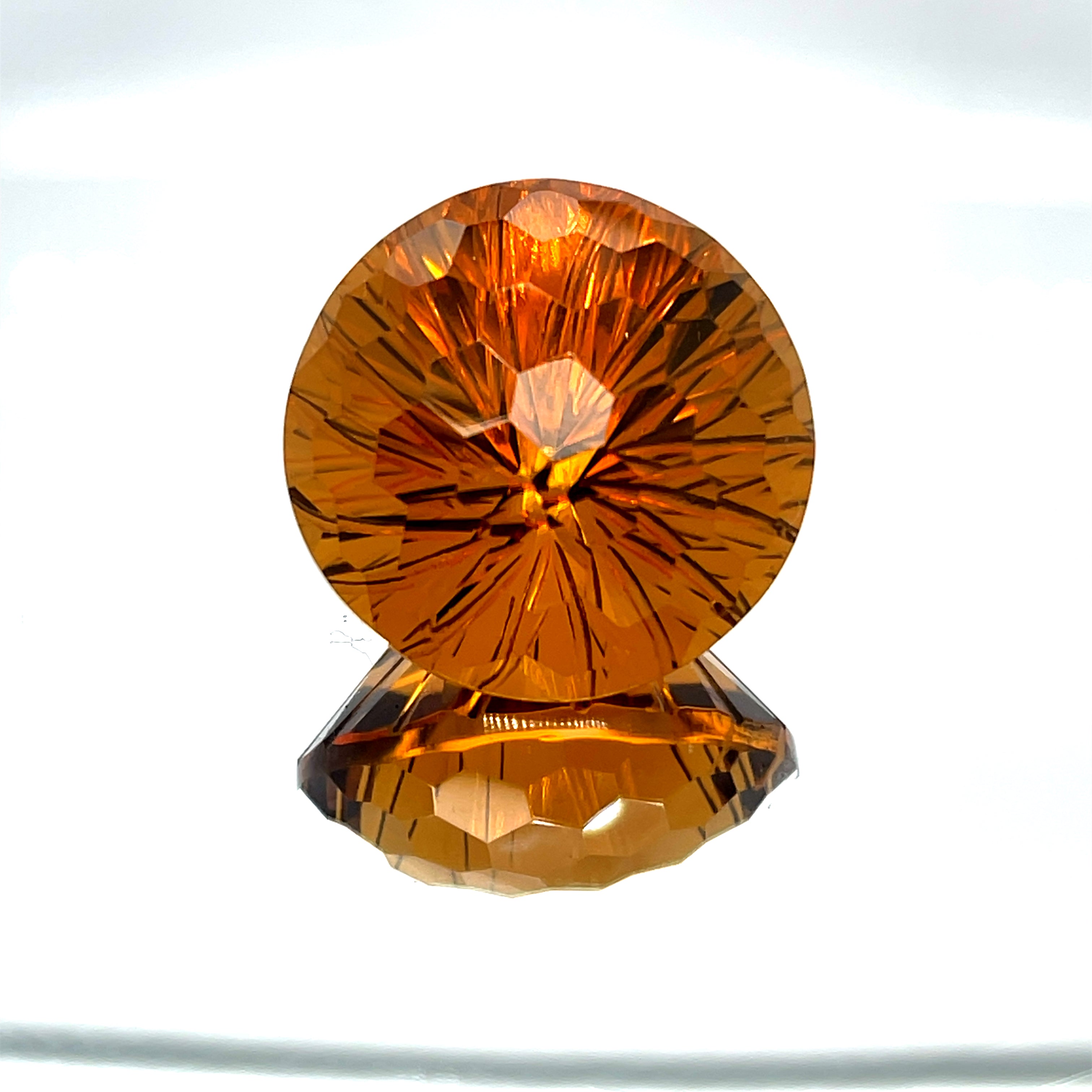 Natural Honey Citrine 38.37 ct – Round Honeycomb Cut, Untreated