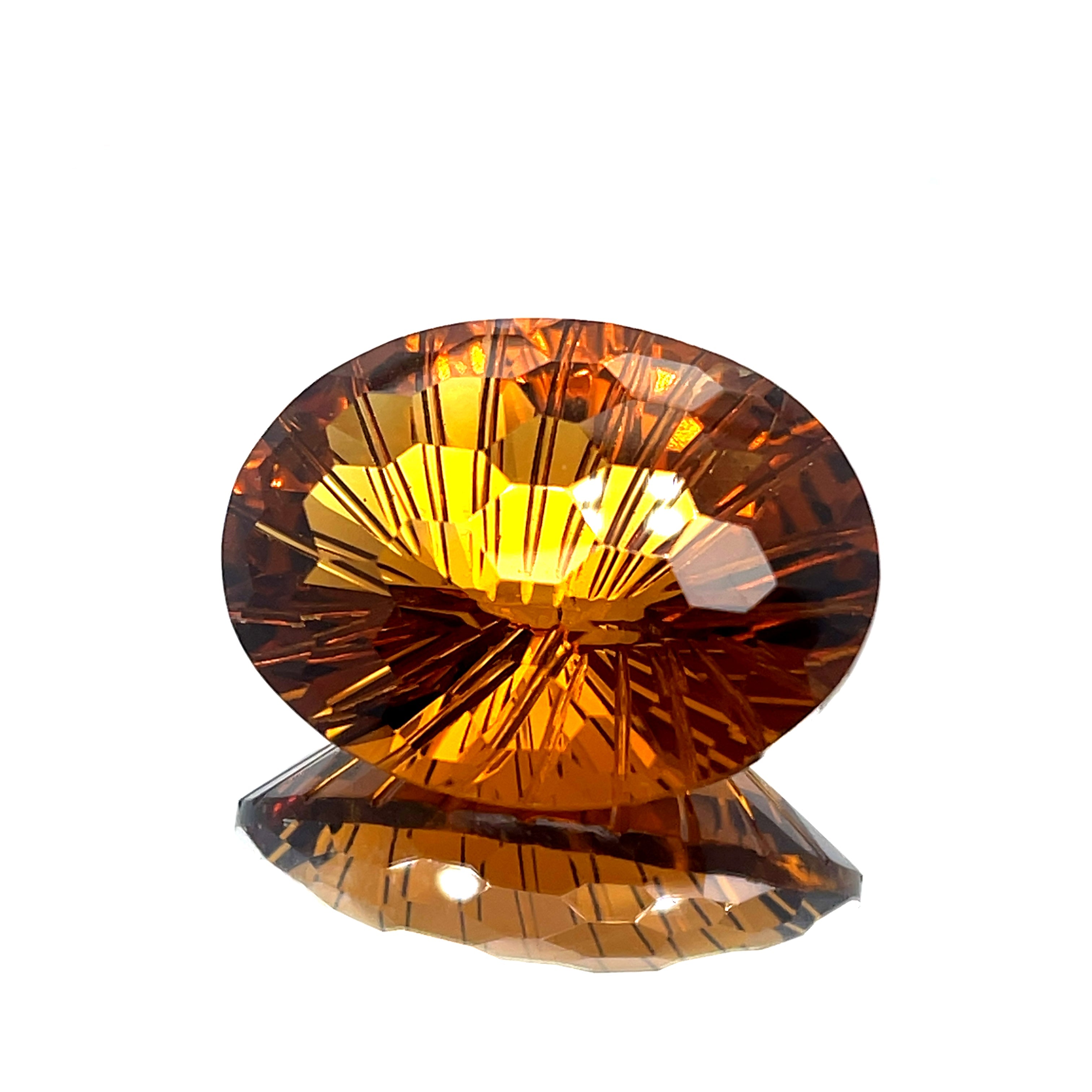 Natural Honey Citrine 41.40 ct – Oval Honeycomb Cut, Untreated