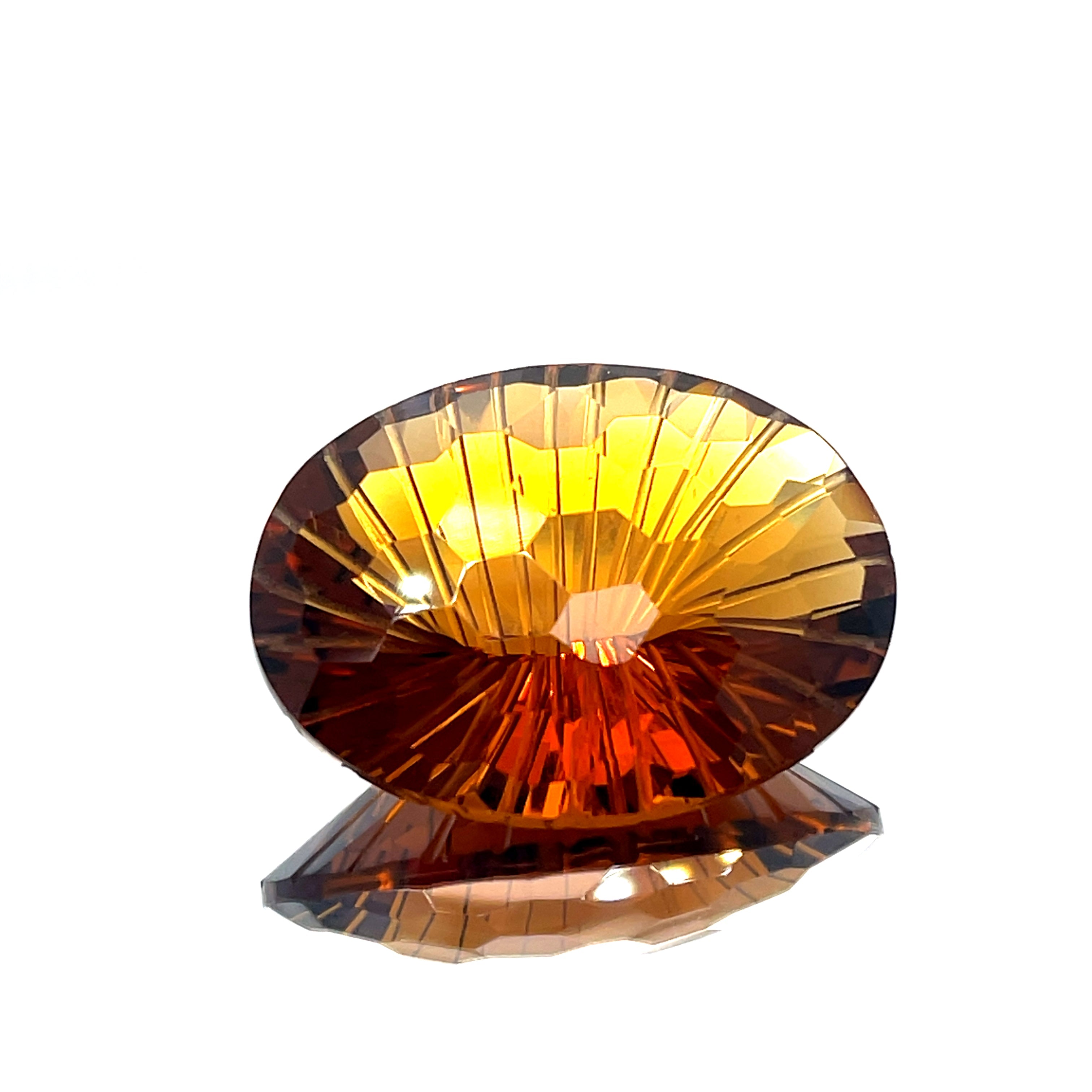 Natural Honey Citrine 47.51 ct – Oval Honeycomb Cut, Untreated