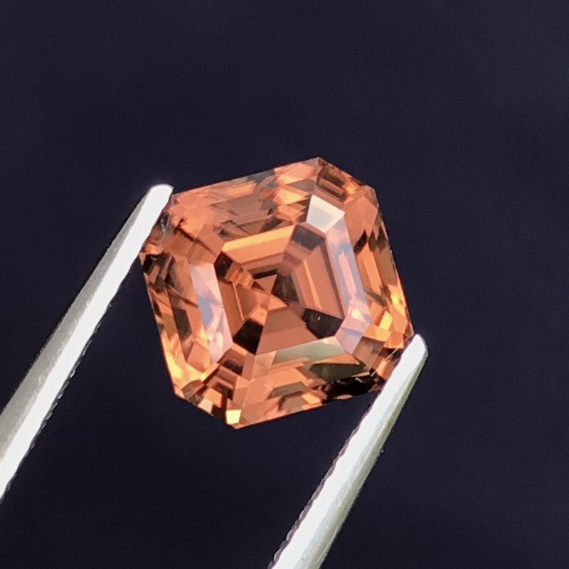 Natural Peach Orange Zircon 6.45 ct – Asscher Cut, Untreated, Sri Lanka