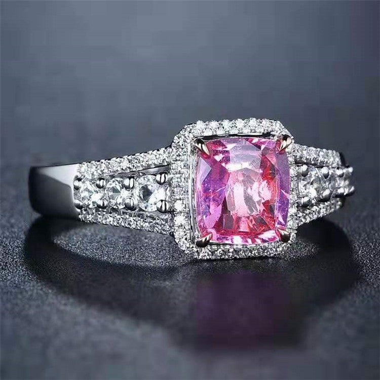 Natural Pink Sapphire Engagement Ring 1.30 ct – 18K White Gold with Diamonds