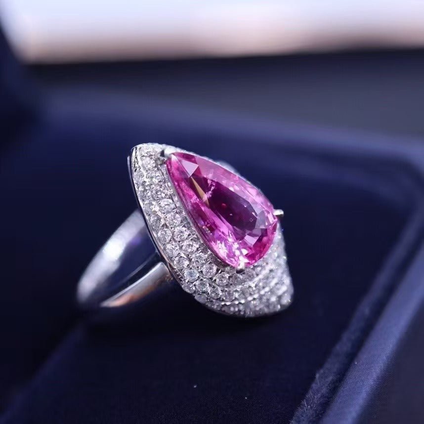 Natural Pink Sapphire Engagement Ring 2.52 ct – 18K White Gold