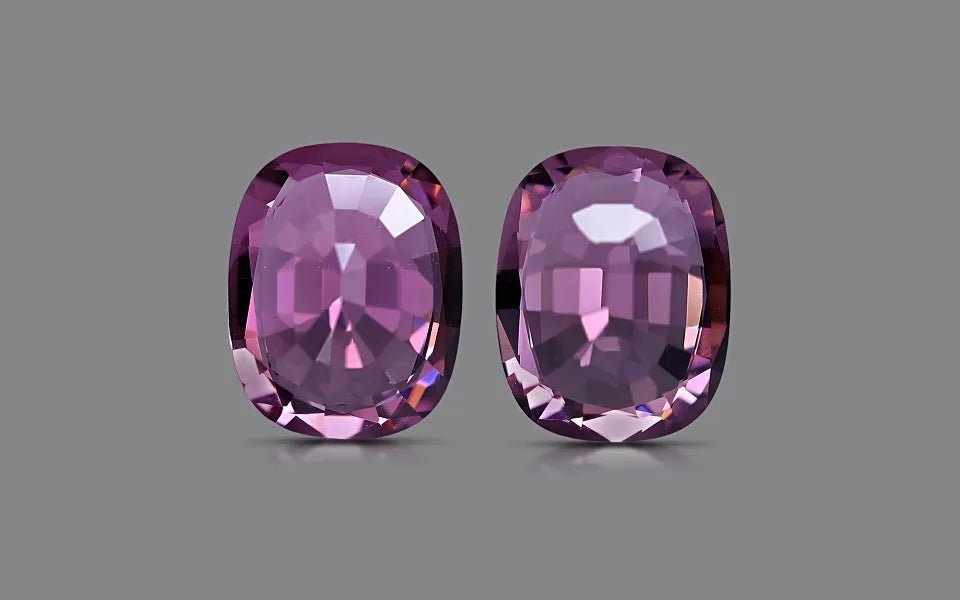 Natural Purple Spinel Pair 6.38 ct – Cushion Cut, Untreated, Tanzania