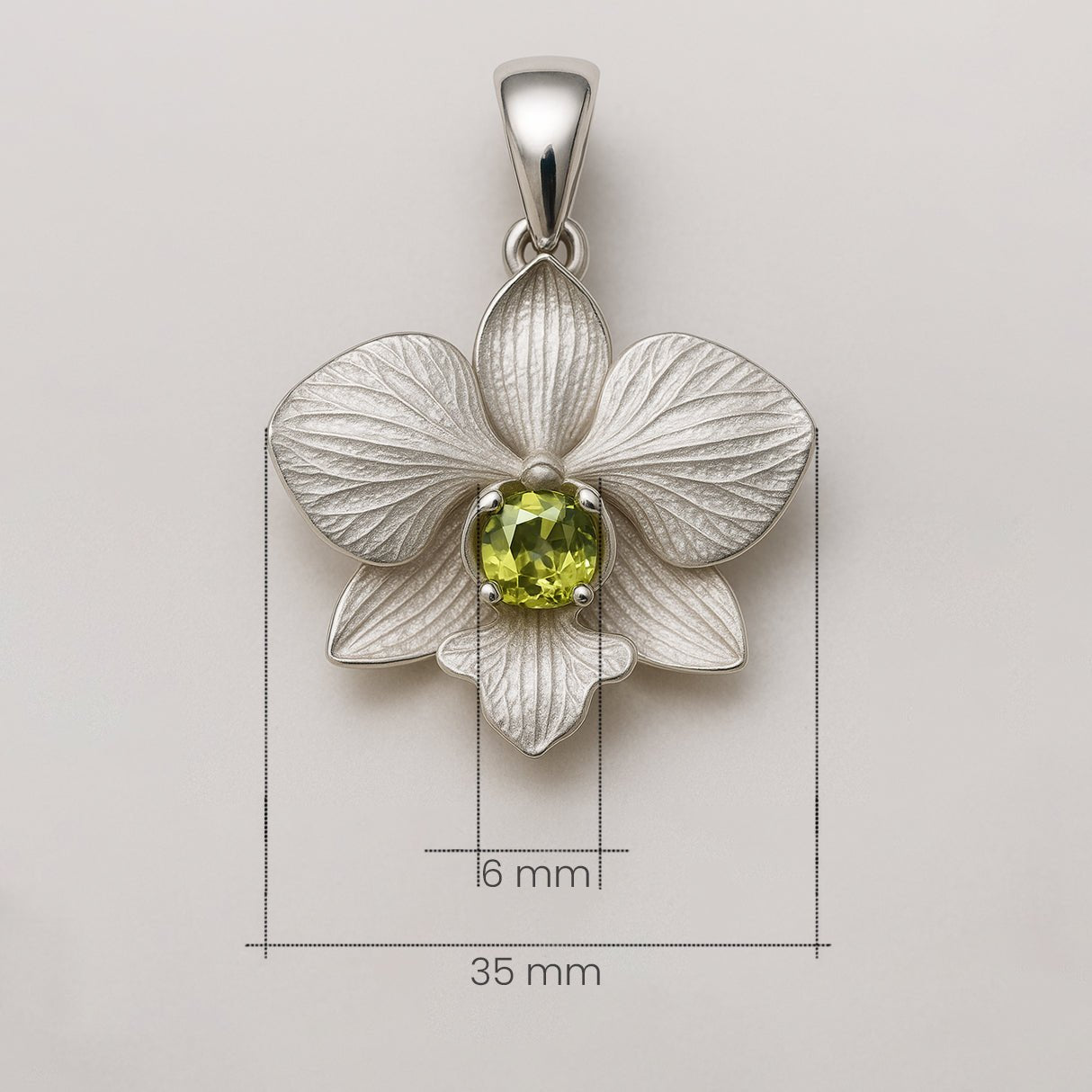 Orchid Pendant – Custom - Made in 18K Gold with Gemstone of Choice