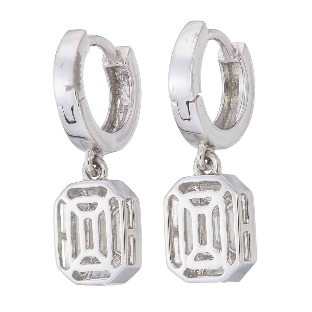 Piecut Dangling Diamond Earrings 0.78 ct – 18K White Gold