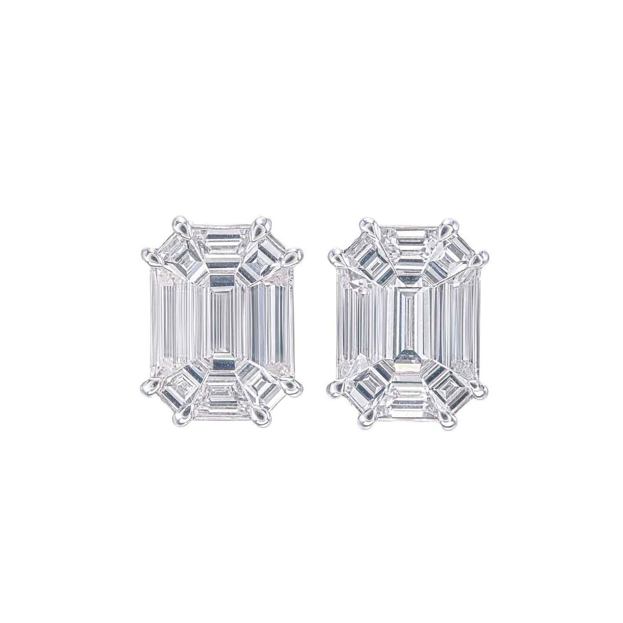 Piecut Diamond Earrings 0.78 ct – 18K White Gold