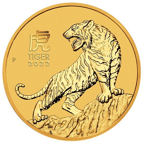 Investment Gold Coin Tiger 2022, Lunar series III, front side 